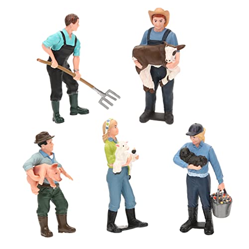 JOINPAYA 5st Simulations-Farm-Ranch Charaktermodell Figurenmodell Dekoration Miniatur-bauernfigur Farmer-simulationsmodelle Charakterfigur Desktop-schmuck Bäuerliche Figur Harz von JOINPAYA