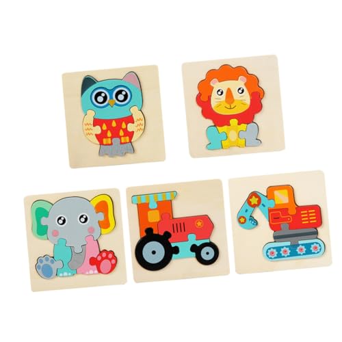 JOINPAYA 5st Tierfrühpädagogik-Puzzle Tierblöcke Tier-Matching-Puzzle Auto Spiele Bausteine ​​für Kleinkinder Kleinkindblöcke Babyblöcke Logisches Puzzle Holz von JOINPAYA