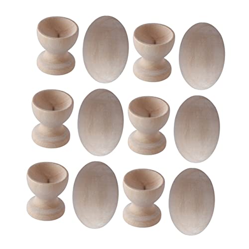 JOINPAYA 6 Sets Eierablage Ornamente Kinderspielzeug Ornamente Für DIY Kunsthandwerk Simulationseier Osterfest Ei Osterei Dekorationsset Künstliche Eier Khaki Holz von JOINPAYA