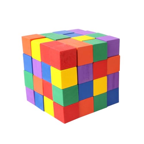 JOINPAYA 60St farbige Bausteine Geometrie-Puzzle Bauspielzeug Kinder bausteine Spielzeug stapeln Bunte Bausteine Geometrie Bausteine blockiert Spielzeug pädagogisches Spielzeug hölzern von JOINPAYA