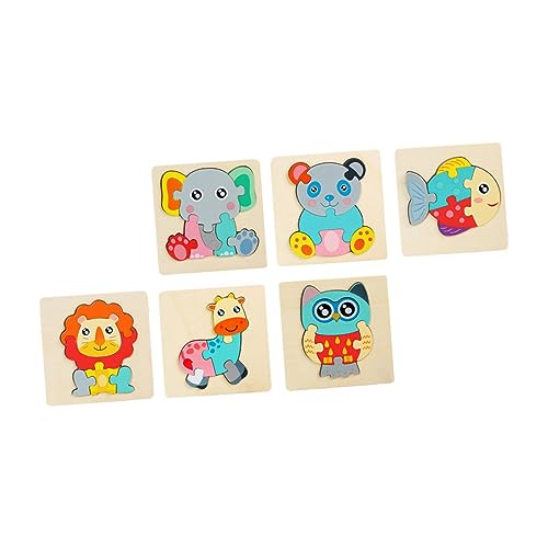 JOINPAYA Holzpuzzle-Spielzeug für Frühes Lernen 6-teiliges Cartoon-Puzzle-Set 3D-Puzzle Spielzeug Sicher für Jungen und Mädchen und Bequem von JOINPAYA