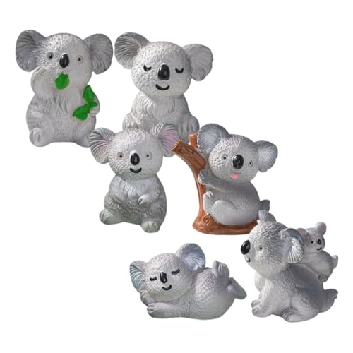 JOINPAYA 6St Miniaturen schmücken autodeko gartenfigur kuchendeko Einschulung Niedliche Koala Statuen Handgemachte Dekoration Mini-Koala-Statue Mikro-Landschaftsdekoration Harz Grey von JOINPAYA