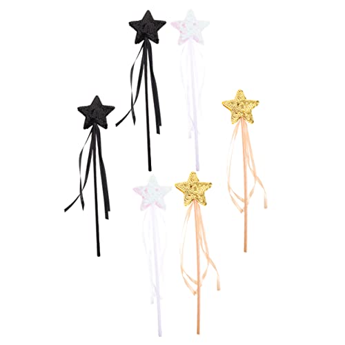 JOINPAYA 6St Zauberstab aus Pailletten fairy wand für for spielzeuge Feenflügel Märchenkostüm tragbare Feenstäbe Sternförmige Feenstäbe Stoff von JOINPAYA