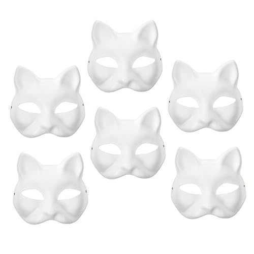 JOINPAYA 6St handbemalte Maske halloween masken gesichtsmaske halloween Wolfsmasken leere maske für bühnenaufführung tiermasken leere Katzenmaske Cosplay-DIY-Masken Zellstoff von JOINPAYA