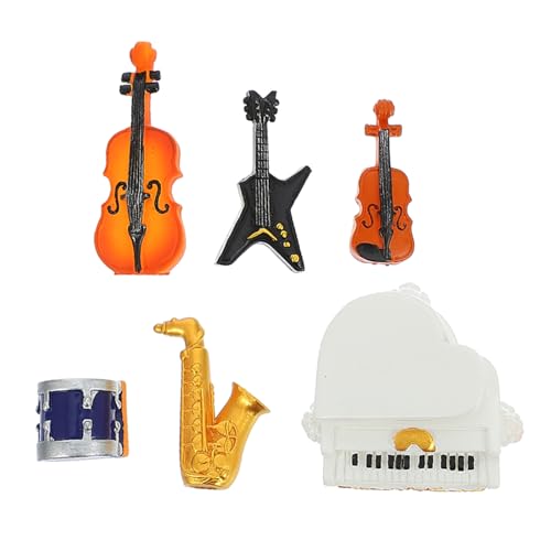 JOINPAYA 6St simulierte Ornamente für Musikinstrumente Miniatur-Musikinstrumente Mini-Klavier Mini-Dekor Dekoration für Musikzimmer Gitarrenmodell Zubehör für das Puppenhaus Harz Colorful von JOINPAYA