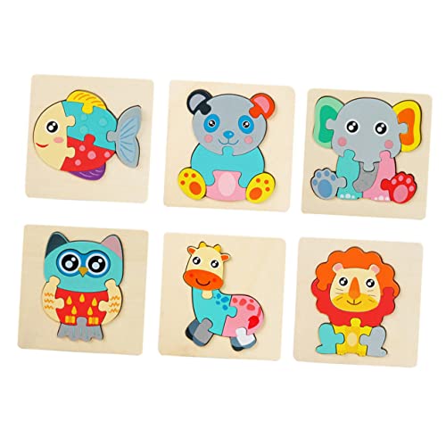 JOINPAYA 6st 3D-Puzzle Löwen-Puzzles Lernspielzeug Für Kinder Tier Puzzles Steckpuzzles Konzentrationstrainingsspielzeug Lernspielzeug Aus Holz Cartoon-Puzzle-Spielzeug Hölzern von JOINPAYA