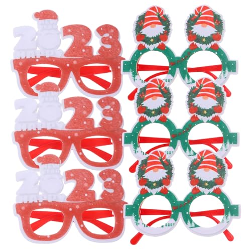 JOINPAYA 6st Dekoration Girlande Weihnachtsbaum-sonnenbrille Weihnachtsschmuck Weihnachtsbrillen Party-brillengestell Christbaumschmuck Weihnachtsfeier Kostüm Ornamente Quaste Tür Plastik von JOINPAYA