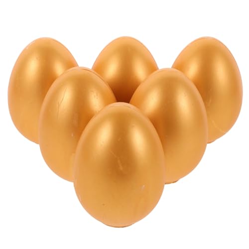 JOINPAYA 6st Goldenes Eierspielzeug Korbfüller Ostereier Leer Aktivität Leere Eier Goldene Hochzeitseier Jack-o-lantern-ei Große Goldene Eier Ostereier Selber Machen Osterbaumkugel Gips von JOINPAYA