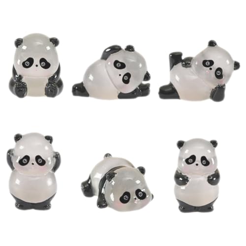 JOINPAYA 6st Mikrolandschaft Panda Mini-tiermodell Märchengarten Tiere Tierskulptur Einhorn Kuchen Topper Garten-Panda-Statue Tierfiguren Tiermodell Figur Kleine Tierverzierung Harz von JOINPAYA