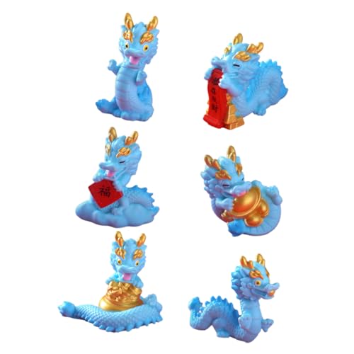 JOINPAYA 6st Mini-Drachen-Ornamente Mini-drachenskulptur Figur Miniatur Chinesisch Drachendekor Für Kinder Drachenstatuengarten Drachenstatue Mini Chinesische Drachenstatue Feng Blue Harz von JOINPAYA