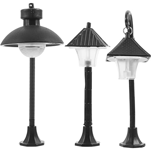 JOINPAYA 6st Mini-straßenlaternenmodell Außen Miniaturpflanzen Solarmastleuchten Lampensockel Solar-gartenleuchten Mini-Lampe Nachtlicht Häuser Fee Solarlichter Im Freien Abs Black von JOINPAYA