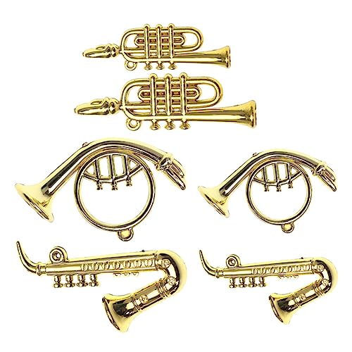 JOINPAYA 6st Puppenhaus-trompete Mini-Instrumente Puppenhaus-Saxophon Miniaturinstrumente Miniaturnachbildung Miniatur-altsaxophon Puppenhausinstrumente Miniatur Gitarre Golden Plastik von JOINPAYA