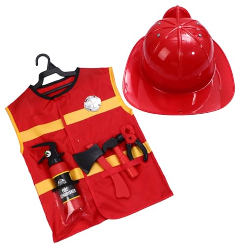 JOINPAYA 7pc Kinder Feuer Chef Kostüm Set Rolle Für Halloween Party Feuerwehrmann Cosplay von JOINPAYA