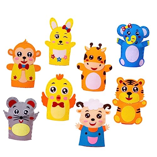 JOINPAYA 8 Stück Kinder DIY Handpuppe Handpuppe Tier Tierspielzeug Filz Bastelset DIY Handpuppen Tierpuppenset DIY Handpuppenset Spielzeug Für Filzsockenpuppen von JOINPAYA