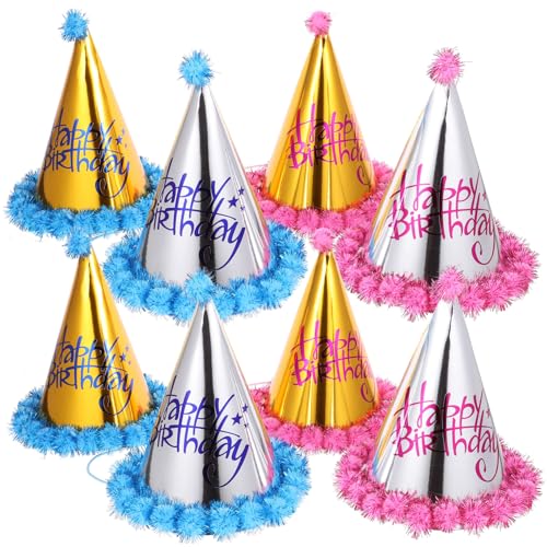 JOINPAYA 8 Stück Laserpapierhut Platte Kinderpartybevorzugungen Goodie Bags Teller Beute partyhüte party sachen Partyzubehör Geburtstagsmütze für Kindergeburtstag Partyhut von JOINPAYA