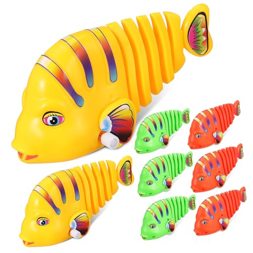 JOINPAYA 8Pcs Plastik Aufwickel Schwung Fisch Bad Die Tierische Badewanne Für Badewanne Tiere Haustier Fisch Windmoni Fisch Für Pool Uhrwerk Schwingen Cartoon Fisch Plastikfisch Fisch von JOINPAYA