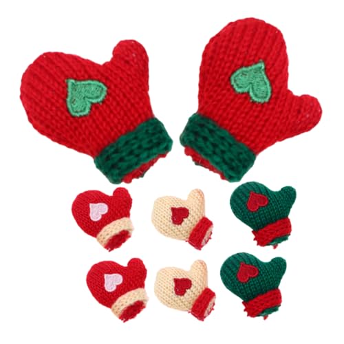 JOINPAYA 8St Puppenhaus-Wollhandschuhe Mini Handschuhe Weihnachten Bastelmaterial Weihnachten Puppenaccessoires Fäustlinge zum Aufhängen am Weihnachtsbaum Weihnachtspuppenhandschuhe Plüsch von JOINPAYA