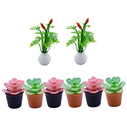 JOINPAYA 8st Mini Künstliche Pflanze Mini-gartendekoration Mini-puppenhaus Blumendekoration Heimdekorationen Für Zu Hause Mini-grünpflanze Kleines Bonsai-Modell Mini-töpfe Plastik von JOINPAYA