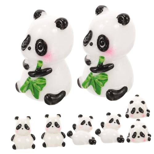 JOINPAYA 8st Mini-Panda-Ornament Panda-Figur Panda-verzierung Plüsch Roter Panda Tragen Panda-Geburtstags-Topper Panda- Tierskulptur Panda-Modell Drachen Ausgestopft Harz von JOINPAYA