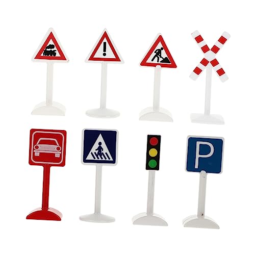 JOINPAYA 8st Verkehrszeichen-Ornamente Puzzle-Spielzeug Lernspielzeug Mini-verkehrsschilder Verkehrsmodell Für Kinder Simulations-straßensperren Verkehrsindikatormodell Colorful Plastik von JOINPAYA