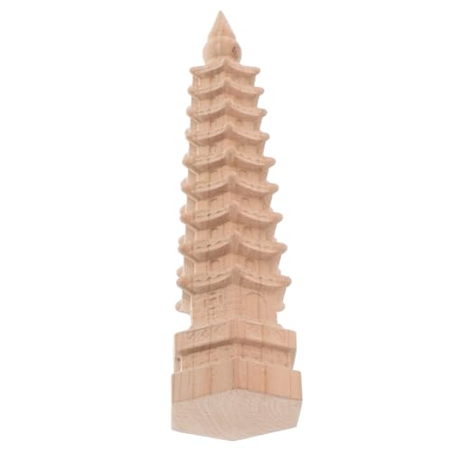 JOINPAYA 9 Wen Chang Tower Ornamente Holzkreuze für Tafelaufsätze Wenchang-Pagode Messingstatue Turm Figur Mini-Pavillon-Statue Desktop-Tower-Ständer Feengarten Zubehör hölzern Khaki von JOINPAYA