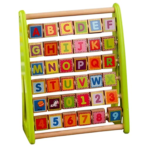 JOINPAYA Alphanumerisches Gestell Buchstaben-lernspielzeug Alphabet-holzklötze Pädagogisches Alphabetspielzeug Kinderspielzeug Zahlen-Alphabet-lernspielzeug Nummernlerntafel Green Hölzern von JOINPAYA