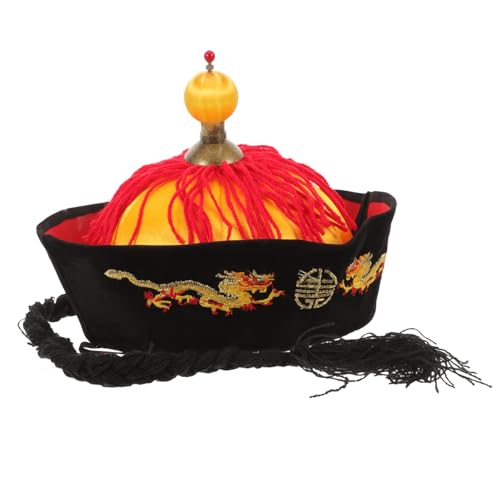 JOINPAYA Chinesische Orientalische Chinesischer Hut Im Alten Stil Cosplay Chinesischer Hut Kaiserhut Der Qing-dynastie Chinesischer Hut Mit Zopf Chinesischer Kaiserhut Abschlussball von JOINPAYA