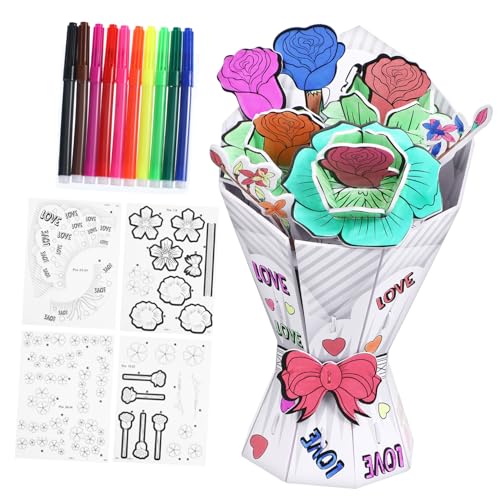 JOINPAYA Dreidimensionales Papierpuzzle Baustein Blumen Blumen-Stapelspielzeug 3D-Rätsel für schwer kreativ Hand Leere Rätsel zum Zeichnen kreative von JOINPAYA