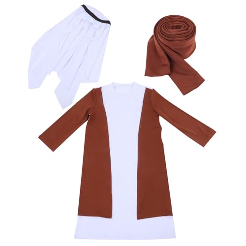 JOINPAYA Dubai Shepherd-Kleidung Hirtenkostüm Für Kinder Schäferkostüm Für Kinder Arabische Kostümmänner Halloween-hirtenstab Biblische Kostüme Für Männer Arabisches Prinzenkostüm Polyester von JOINPAYA