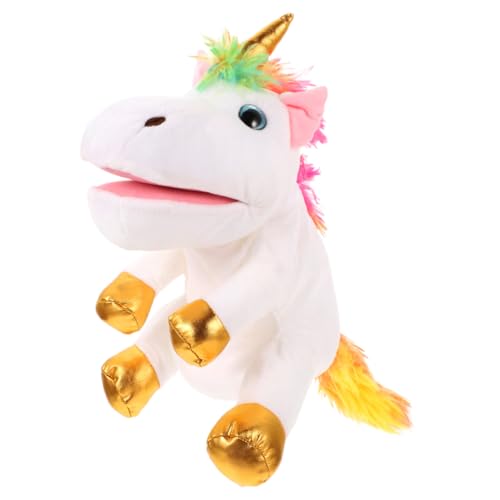 JOINPAYA Einhorn Handpuppe interaktive Puppen handpuppen Handpuppenspielzeug Handpuppe Tierhandpuppe Handspielzeug für pädagogisches Handspielzeug PP Baumwolle Weiß von JOINPAYA