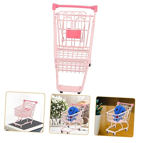 JOINPAYA Einkaufswagen Mini-Wagen klein Mini-Supermarkt-Handwagen Kinderwagen Aufbewahrungsspielzeug Warenkorb kühlkorb einkaufskorb Storage Baskets Fotoprop Aufbewahrungskorb Eisen Rosa von JOINPAYA