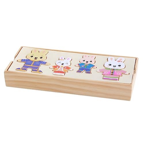 JOINPAYA Früherziehungsspielzeug Spielzeug zum Umziehen Tier Puzzles süßes Puzzle interaktives Spielzeug aufbwahrungs-Box holzrätsel entzückendes Puzzlespielzeug Erkennungsspielzeug Bambus von JOINPAYA