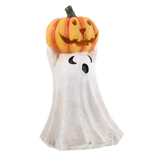 JOINPAYA Dekorative Kürbis Statue Geist Hält Einen Kürbis Spooky Halloween Ornament Harz Handwerk von JOINPAYA