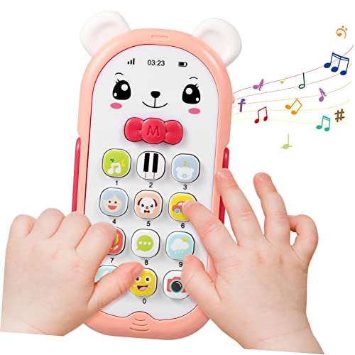 JOINPAYA Handyspielzeug für für Kleinkinder Trommel Babys Handy Teething Toys Telefon Telefonspielzeug mit Musik und Licht Abs Rosa von JOINPAYA