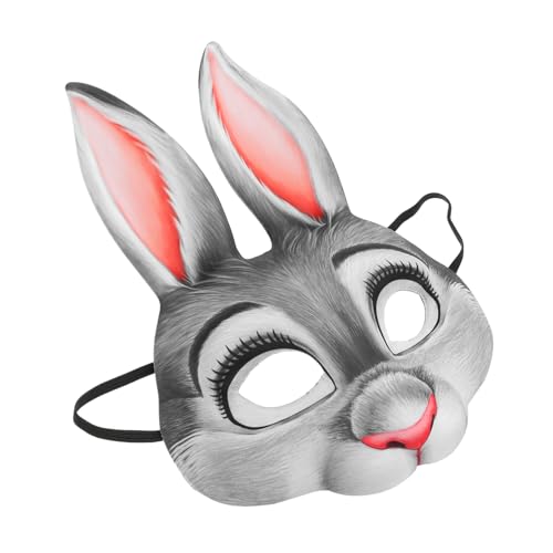 JOINPAYA Hasenmaske Maskentier Tierische Partymaske Festivalmaske Kaninchen-halbmaske Maskerade-maske Tiermasken Lustige Halloween-maske Maskerade Maske Frauen Tiermaske Halloween Grey Eva von JOINPAYA