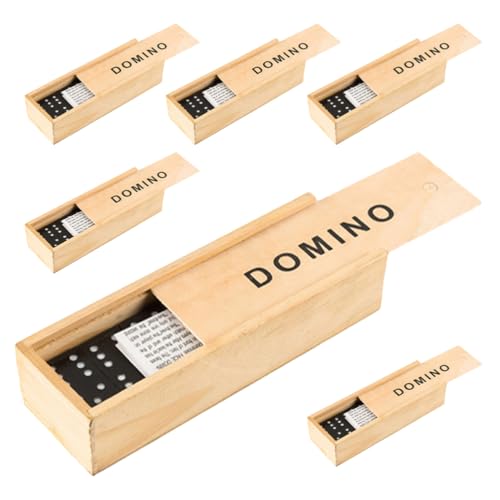 JOINPAYA Holz-Dominosteine-Set 6 Boxen Holz-Dominosteine-Set Domino-Fliesen Lose Mit Holz- Bauen Rennen Stapelspiele Lernspielzeug von JOINPAYA