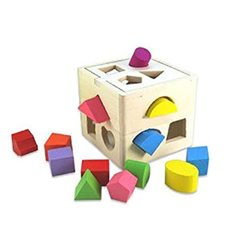 JOINPAYA Buntes Geometrisches Baustein-Set Lernspielzeug Aus Holz Für Kleinkinder 14 2 X 14 2 X 12 2 cm Form Und Farbe von JOINPAYA