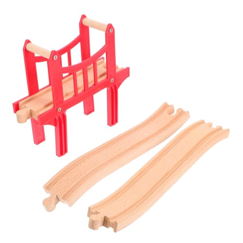 JOINPAYA Holzeisenbahn Brücke aus Robustem Holz mit Roter Hängebrücke und S förmigen Gleisverbindern Kompatibel mit Gängigen Spielzeugeisenbahnen Fördert Motorische Fähigkeiten und JOINPAYA Holzeisenbahn Brücke aus Robustem Holz mit Roter Hängebrücke und S förmigen Gleisverbindern Kompatibel mit Gängigen Spielzeugeisenbahnen Fördert Motorische Fähigkeiten und von JOINPAYA