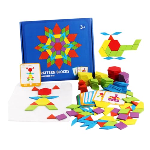 JOINPAYA Pädagogisches Kinder-Puzzle-Spielzeug 155 Teile Geometrische Formblöcke Lern-puzzlespiel Aus Holz Für Kleinkinder von JOINPAYA