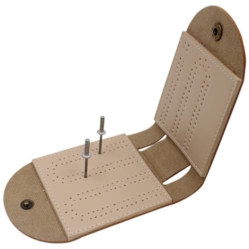 JOINPAYA Jagdtasche Aus Leder Süßes Stationäres Reise-Cribbage-Board Schachbrett Reisekritik Markerspeicher Ästhetisches Briefpapier Planke Bretter Bausatz Zweifarbiges Pu-Leder Light Brown von JOINPAYA