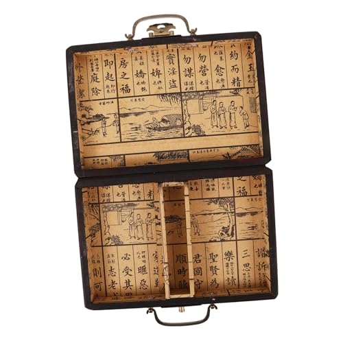 JOINPAYA Kasten Mahjong-Box Mahjong-Fliesen-Hülle Schmuck Organizer Brust Mahjong Tragbare Mahjong Box Aufbewahrungshalter für den Haushalt Mahjong-Container hölzern rot von JOINPAYA