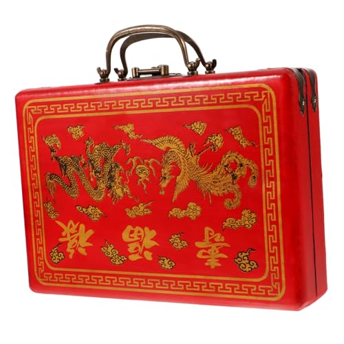 JOINPAYA Kasten Mahjong-Box-geschenkbox Mahjong-Fliesen Mahjong-Tragetasche Retro-Mahjong-Fall Mahjong-fälle Jongg Mahjong-geschenketui Mahjong-Boxen Rot Hölzern von JOINPAYA