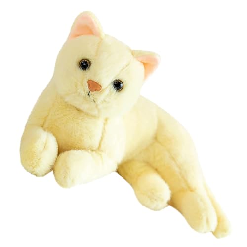 JOINPAYA Katze Plüschtier Süße Plüschkatze Zum Geburtstag Falsche Katze Realistischer Katzenplüsch Partygeschenk Realistische Katze Simulationskätzchen-plüschspielzeug Yellow von JOINPAYA