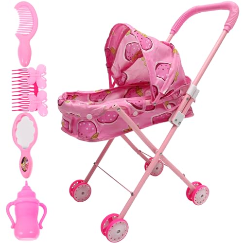 JOINPAYA Kinderwagen Kinderwagen für 2-jährige Mädchen -Kinderwagen Kleinkinder interaktives Toys Puppenwagen Kinderwagen für Puppen Stoff Rosa von JOINPAYA