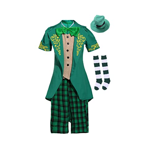 JOINPAYA St. Patricks Day Kostüm Für Jungen Und Mädchen Grünes Outfit Hut Hose Halloween Verkleidung Größe M von JOINPAYA