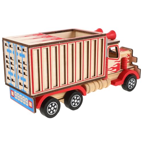 JOINPAYA LKW-Modell Holzspielzeug Auto Miniatur-LKW-Ornament LKW-Ornament Aus Holz LKW-Handwerk Holz-LKW-Dekoration LKW-Figur Kleiner Lastwagen Spielzeuglastwagen Hölzern von JOINPAYA