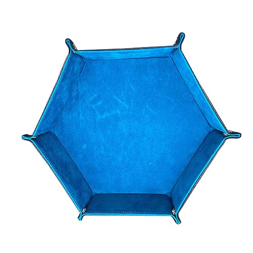 JOINPAYA Lederwürfelschale Schlüsselfach Ringtablett Aufbewahrungsschalen für Brettspiele Faltbare Foldable Storage Boxes knopfe Würfelfach sechseckige Würfelschale Blue von JOINPAYA