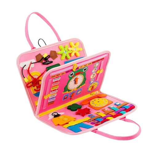 JOINPAYA Lerntafel Aus Filz Spielzeug Kinderzubehör Lernaktivitäten Für Kleinkinder Kinderaccessoire Kinderversorgung Vielbeschäftigte Boardtasche Beschäftigt Bord Rosa Plüsch von JOINPAYA