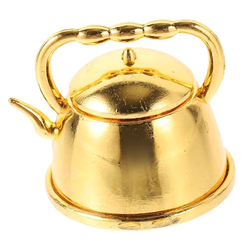 JOINPAYA Mini- -Dekor Mini-Teekessel für Puppenhaus dekorative bürodeko büro Dekoration wasserkocher Teekannen-Ornament aus Metall Mini-Teekessel im Vintage-Stil Golden von JOINPAYA