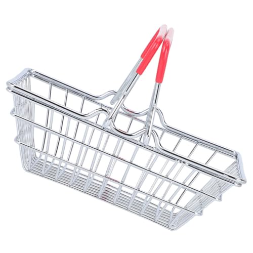 JOINPAYA Mini-Einkaufskorb Korb Ideen Mini-Aufbewahrungskorb Einkaufskorb Supermarkt kühlkorb einkaufskorb Storage Baskets -Einkaufskorb Mini-Metallkorb mit Griffen Gummi von JOINPAYA